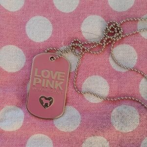Victoria's Secret Pink Dog Tag Necklace Vintage, Htf!